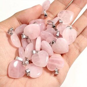Elegant Pink Heart Pendant Necklace 6PCS